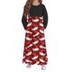 thumbnail image 4 of Vestido de manga larga con cuello redondo para niña, estampado navideño, manga larga, cuello redondo, bolsillos, falda larga informal para adultos, vestido de poliéster para niña., 4 of 5
