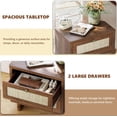 thumbnail image 6 of LAZZO Nightstands Set of 2, 23.6" Wide Large Bedside Tables with 2 Rattan Drawers for Bedroom, Walnut, 6 of 9