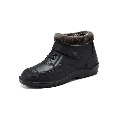 

Avamo Mens Comfort Low Calf Boot Drawstring Booties Outdoor Lightweight Plush Lined Boots Black 10.5