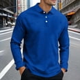 thumbnail image 7 of Men's Long Sleeve Polos Shirts Solid Color Button Turndown Collar Pullover Top for Business Casual, 7 of 7
