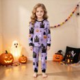 thumbnail image 5 of Cdudpw Toddler Girl Halloween Pajamas Sets Halloween Print Tops Pants Sleepwear Kids Girls Nightgown Outfits(A008-Purple), 5 of 9