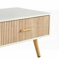 thumbnail image 4 of White Rectangle Coffee Table having Solid Wood Legs and a Sliding Drawer, 40.94"L x 21.26"W x 16.34"H, Load-bearing 220lbs, 4 of 15