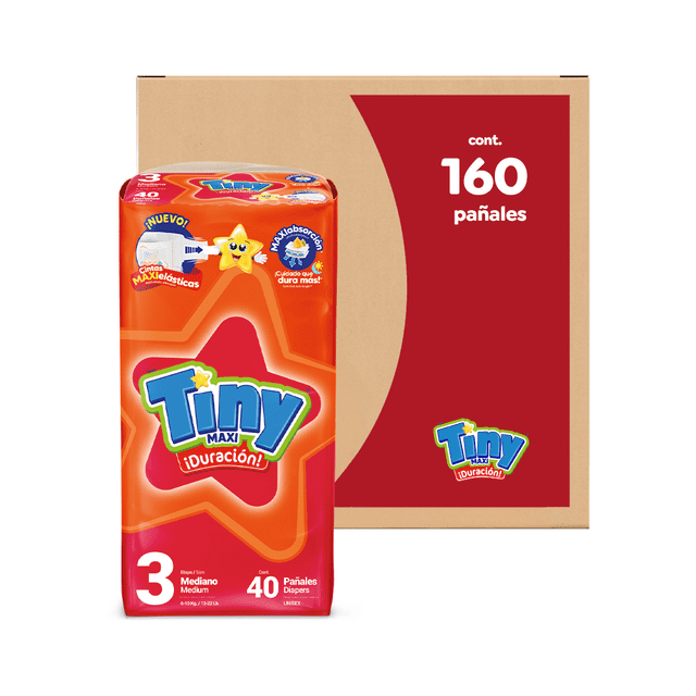 Tiny | Pañal desechable para bebé etapa 3 (6 a 10KG) Caja 160 pañales