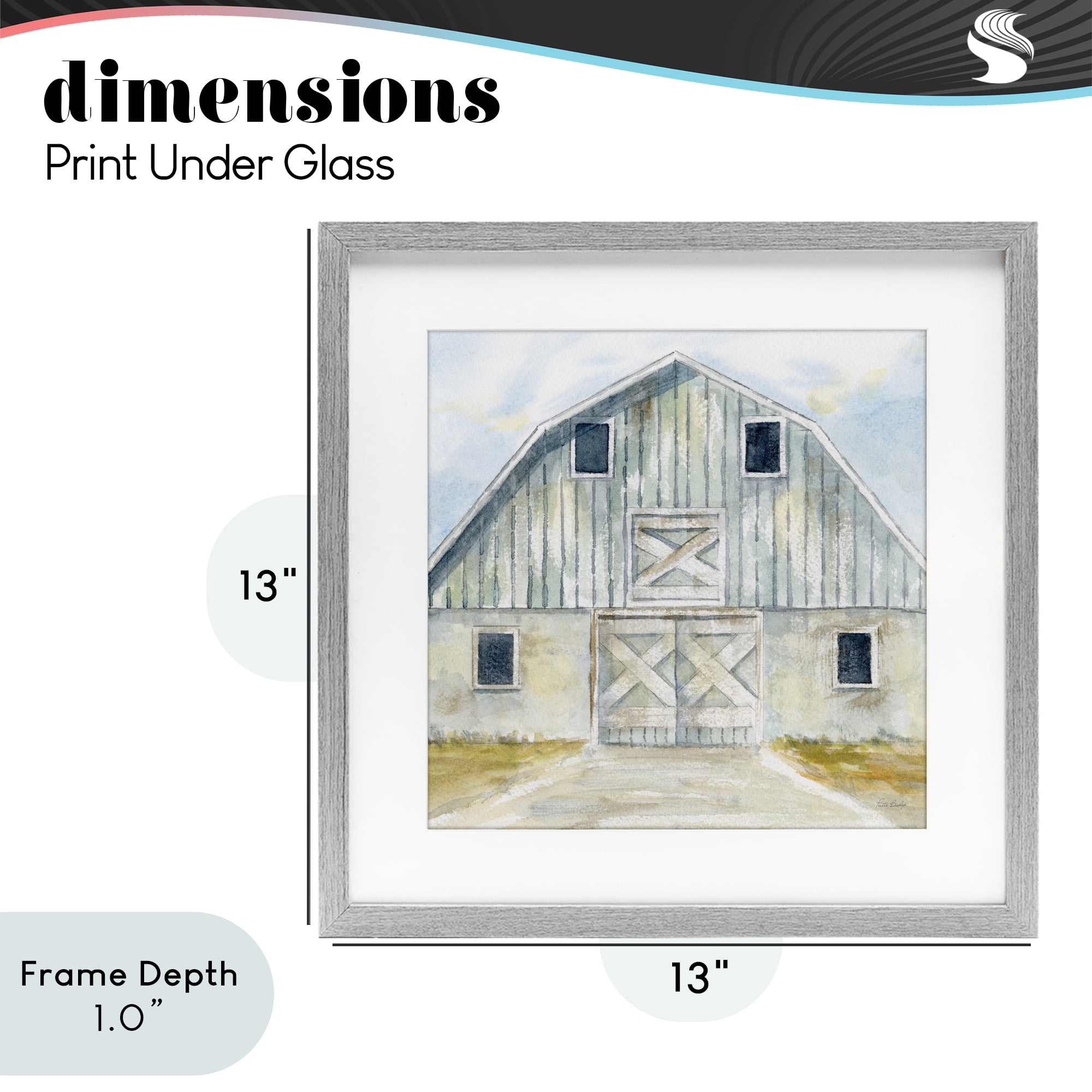 Stupell Industries Blue Gray Barn Gray Framed Print Under Glass, design by Patti Bishop