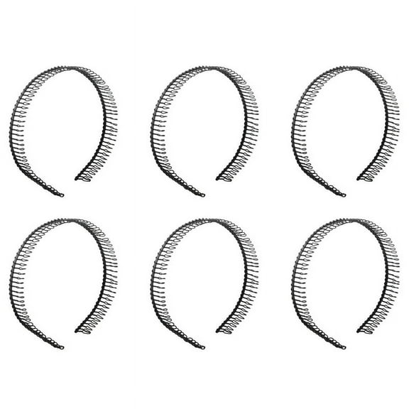 6X Metal Teeth Comb Hairband Hair Hoop Headband Black for Woman