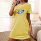 thumbnail image 1 of Camisón corto de mujer, vestido de largo medio con estampado de moda, camisón corto extragrande de mujer, camisón de manga corta con estampado de pecho a la moda, camisón de mujer, 1 of 5