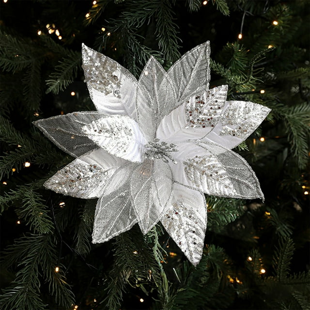 Flores decorativas de tela, adornos navideños, flores navideñas de tela, arreglos florales de simulación, decoración para árbol de Navidad, decoraciones de Halloween, decoración de otoño, decoración d