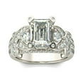 thumbnail image 2 of HeartsAndYou 5.5ct Emerald Cut Moissanite Gatsby Cocktail Engagement Ring for Women 18k White Gold over Silver, 2 of 5