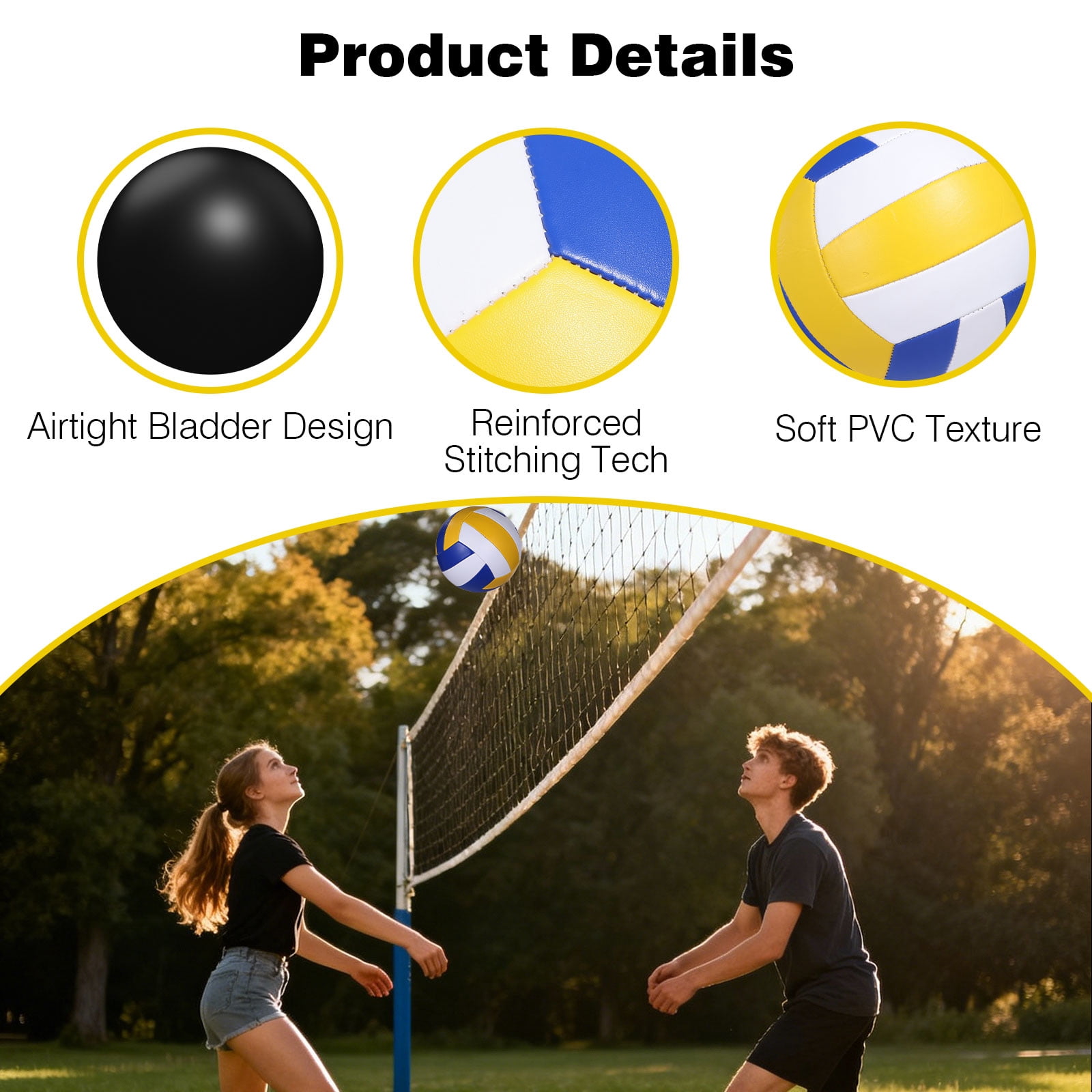 6 Pcs Official Size 5 Volleyballs Set with Pump, Needles, and Net Bags, Long-Term PVC Volleyballs for Indoor and Outdoor Training for Junior Players, Adults