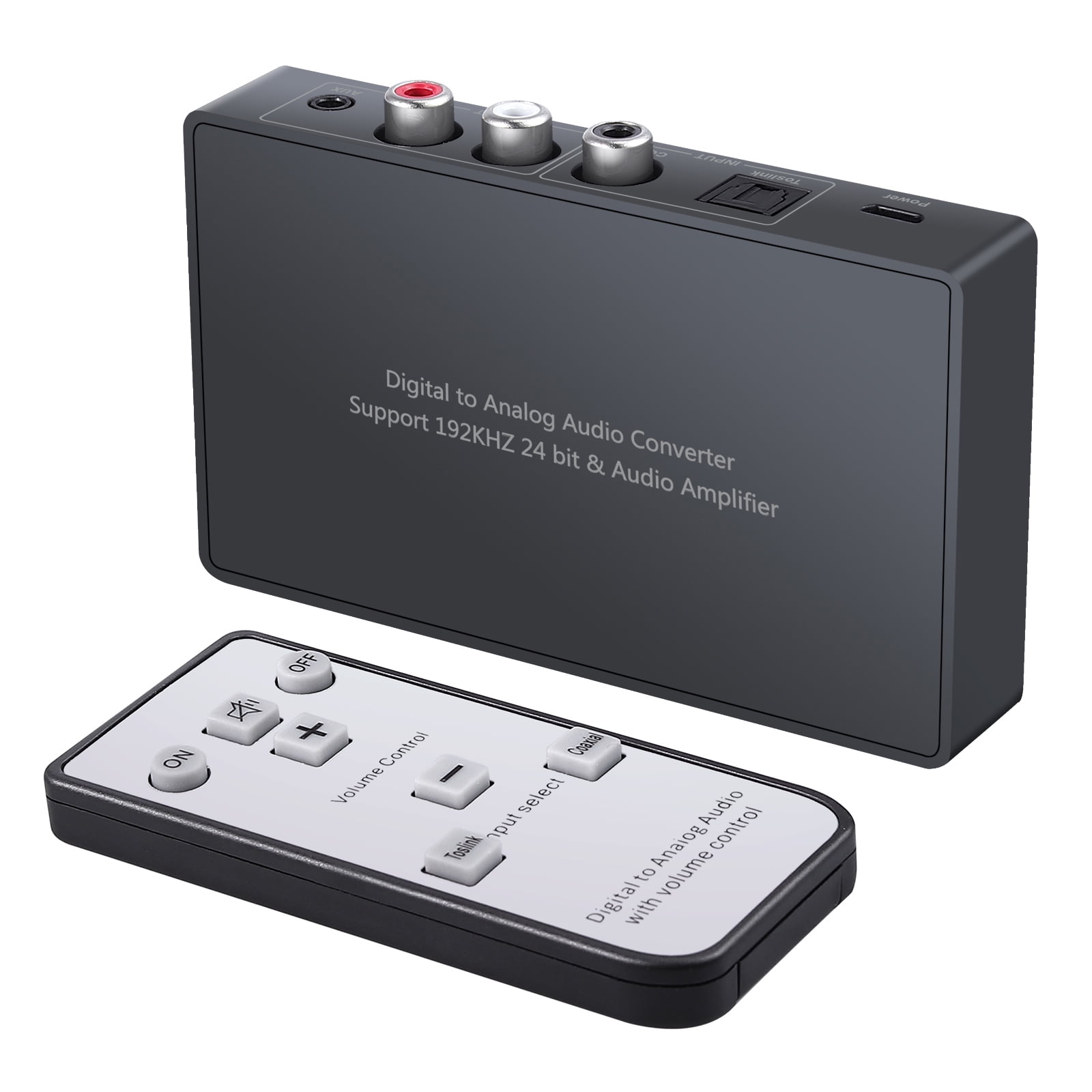 Digital Optical Coaxial Toslink to Analog Audio Converter Support Volume Control