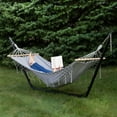 thumbnail image 2 of Northlight Hammock with Netted Fringe and Wooden Bars - 100" x 41" - Gray, 2 of 9