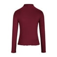 thumbnail image 5 of RYRJJ Women's Mock Turtleneck Long Sleeve Shirts Ribbed Knit Lightweight Pullover Sweater Stretch Fitted Thermal Basic Tops(Wine,M), 5 of 6