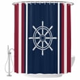 thumbnail image 2 of Navy Blue Red Stripe Waterproof Fabric Shower Curtain,Coastal Nautical Rudder Farmhouse Waterproof Fabric Shower Curtain for Bathroom Curtains Bathtubs Shower Curtains with 12 Hooks Stall 54x78in, 2 of 8