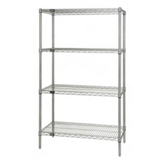Stainless Steel Wire Shelving Unit With 4 Shelves - 24 x 36 x 74 in.