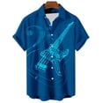 thumbnail image 4 of Telankuip Men's Guitar Pattern Short Sleeve Shirts Lapel Button down Music Festival Print Shirt Summer Tropical Stylish Beach Vacation Casual Top for Loose Comfy Sky Blue XXXXXL, 4 of 4
