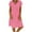 Pink, variant on ICHUANYI Womens Fashion Loose V Neck Solid Dress Short Sleeve Cotton Linen Dress Spring Summer New Trending 2024