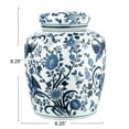 thumbnail image 3 of Creative Co-Op Decorative Bird Ceramic Ginger Jar with Lid, Blue and White, 3 of 5