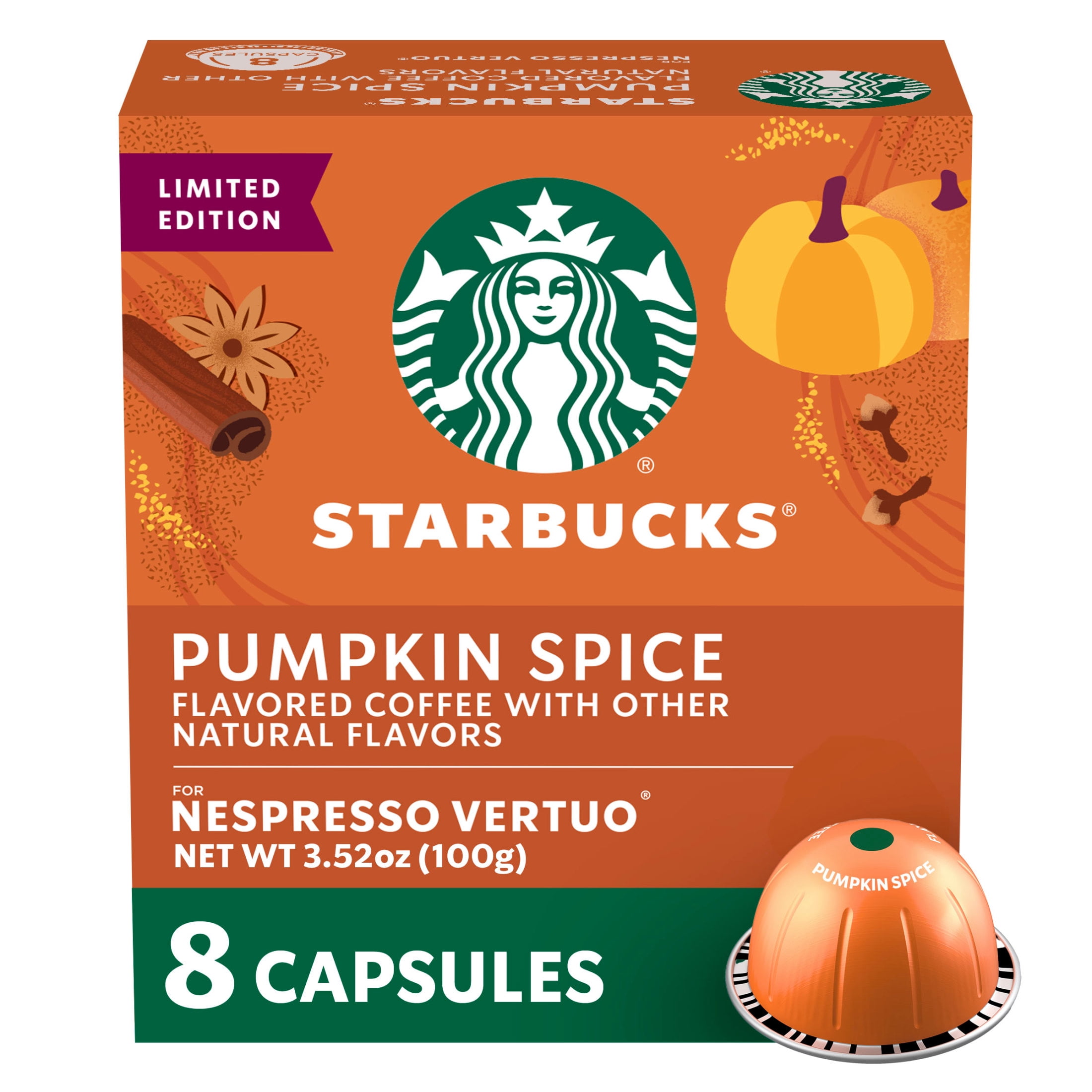 Nespresso Bundle, Vertuo Next Machine and Starbucks Pumpkin Spice Capsules, 16 Pods
