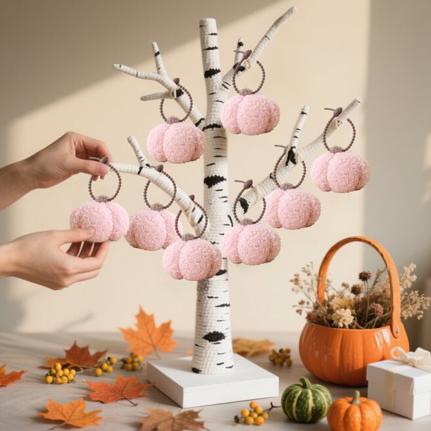 Calabaza Colgante de Tela Suave de 10 Cm | Decoración para El Hogar para Acción de Gracias, Halloween, Fiestas de Otoño | Adorno de Calabaza de Peluche Ligero para Puertas, Ventanas, Árboles y Techos
