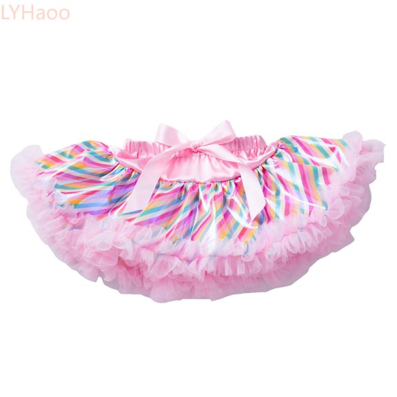 LYHaoo Girls Rainbow Birthday Party Tutu Skirt Performance Skirt Bowkot Cute Fashion Dot Printing Skirt Girls Layered Skirt,Sizes 0-1 Years