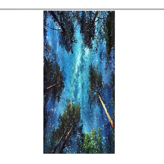 RKSupls Waterproof Shower Curtain, Starry Sky Through Tree Branches Polyester Shower Curtain with Hooks for Chic Elegant Home Bathtub Bathroom Decor Washable