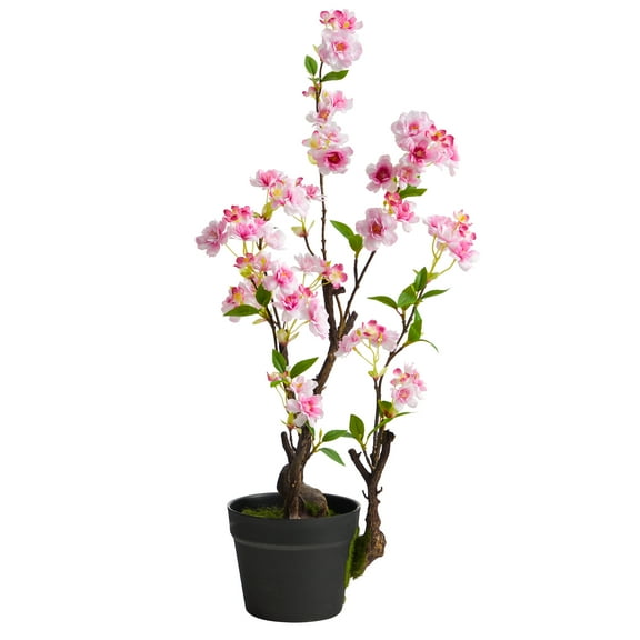 Nearly Natural 2.5' Plastic Cherry Blossom Artificial Plant, Pink