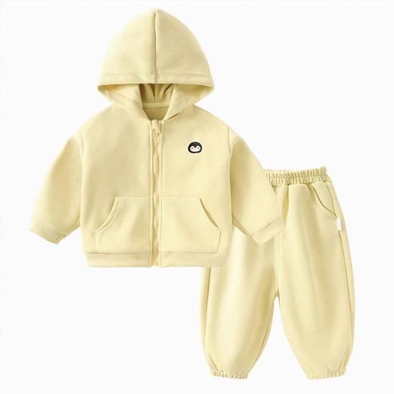mgoYE Baby Clothes for Girls Clothes Solid Color Zipper Hoodie and Pants Set Infant Fall Winter Outfits