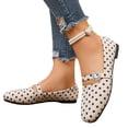 thumbnail image 4 of LTTVQM Ballet Flats Shoes for Women Casual Slip on Adjustable Strap Square Toe Polka Dot Mary Jane Shoes Breathable Soft Arch Support Dance Flat Shoes White 41(US-8.5), 4 of 5