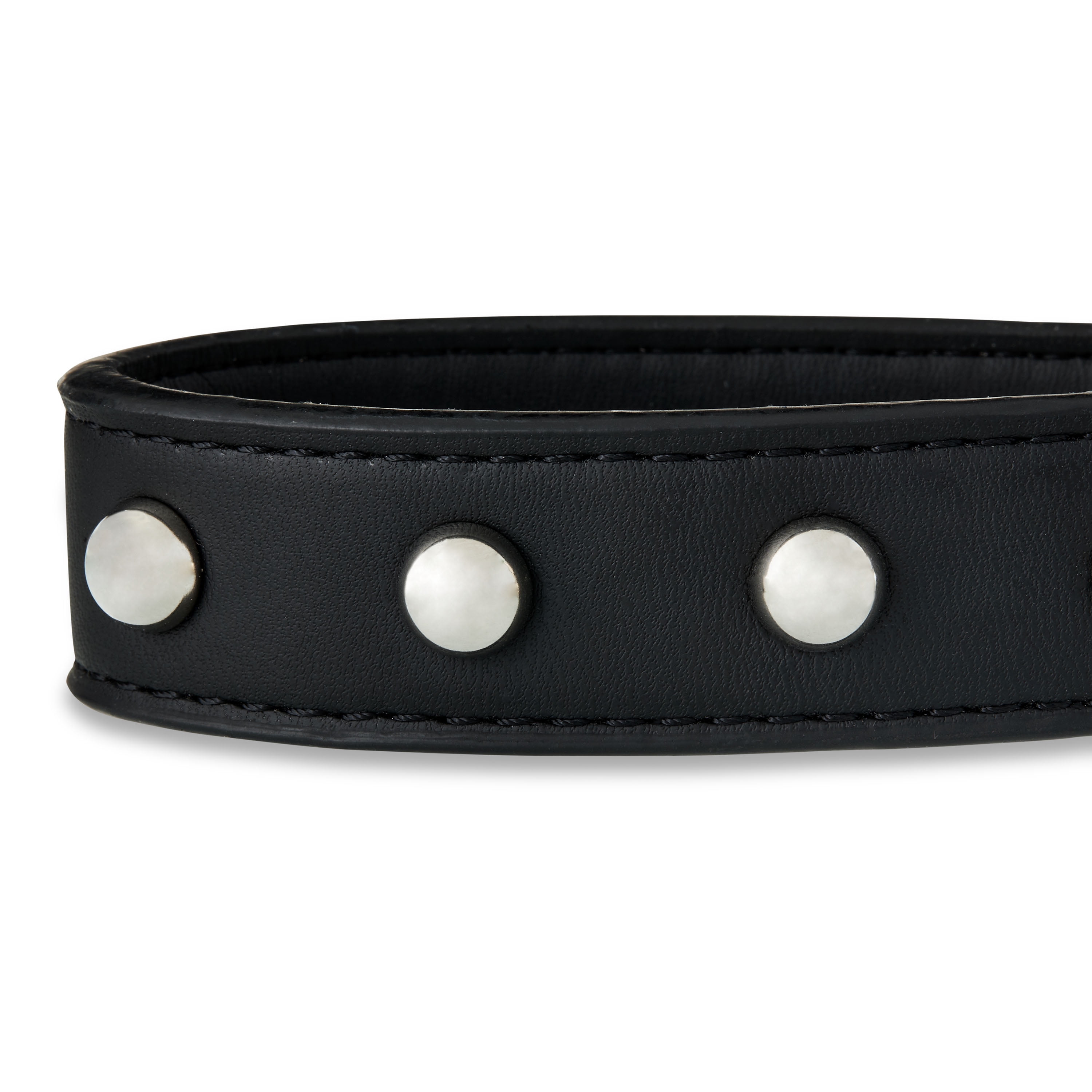 Vibrant Life Studded Leather Adjustable Dog Collar, Black, Large