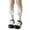 White, variant on D-GROEE 2Pcs Women Calf Socks,Fashion Wavy Lace Hollow Calf Mesh Socks Ladies Girl Princess Campus Dance Socks