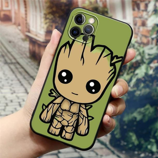 Funda de silicona negra Marvel Iron Man Groot para IPhone, 12, 11, 13, 14 Pro Max, XS, XR, X, 8, 7 Plus, SE, Funda suave, Spiderman, vengadores Fivean unisex