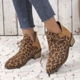 thumbnail image 6 of Nmnitkp Cowboy Boots for Women High Cost Performance Leopard Print Patchwork Boots Advanced Design Women's Mug Round Toe Faux Suede Stacked Heel Western Ankle Bootie, 6 of 7