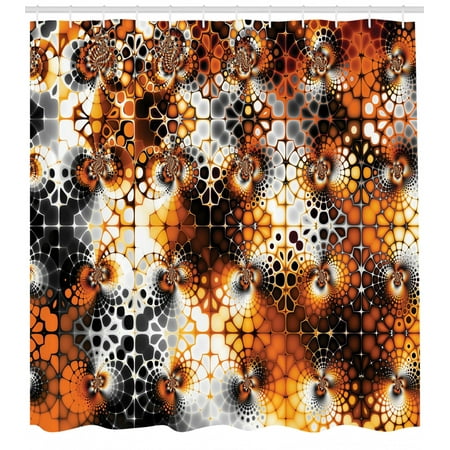 Burnt Orange Shower Curtain Vintage Mosaic Pattern With Burnt