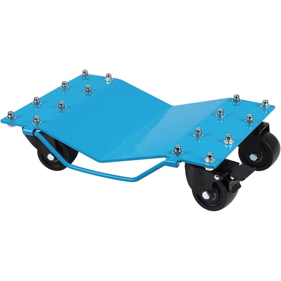 2 Tire Wheel Dolly Car, Manganese Steel Heavy Duty Car Mover Wheel Dollies Set of 2 with Antiskid Plate & 360 Degree Rotatable Wheel, 16"*13", Blue