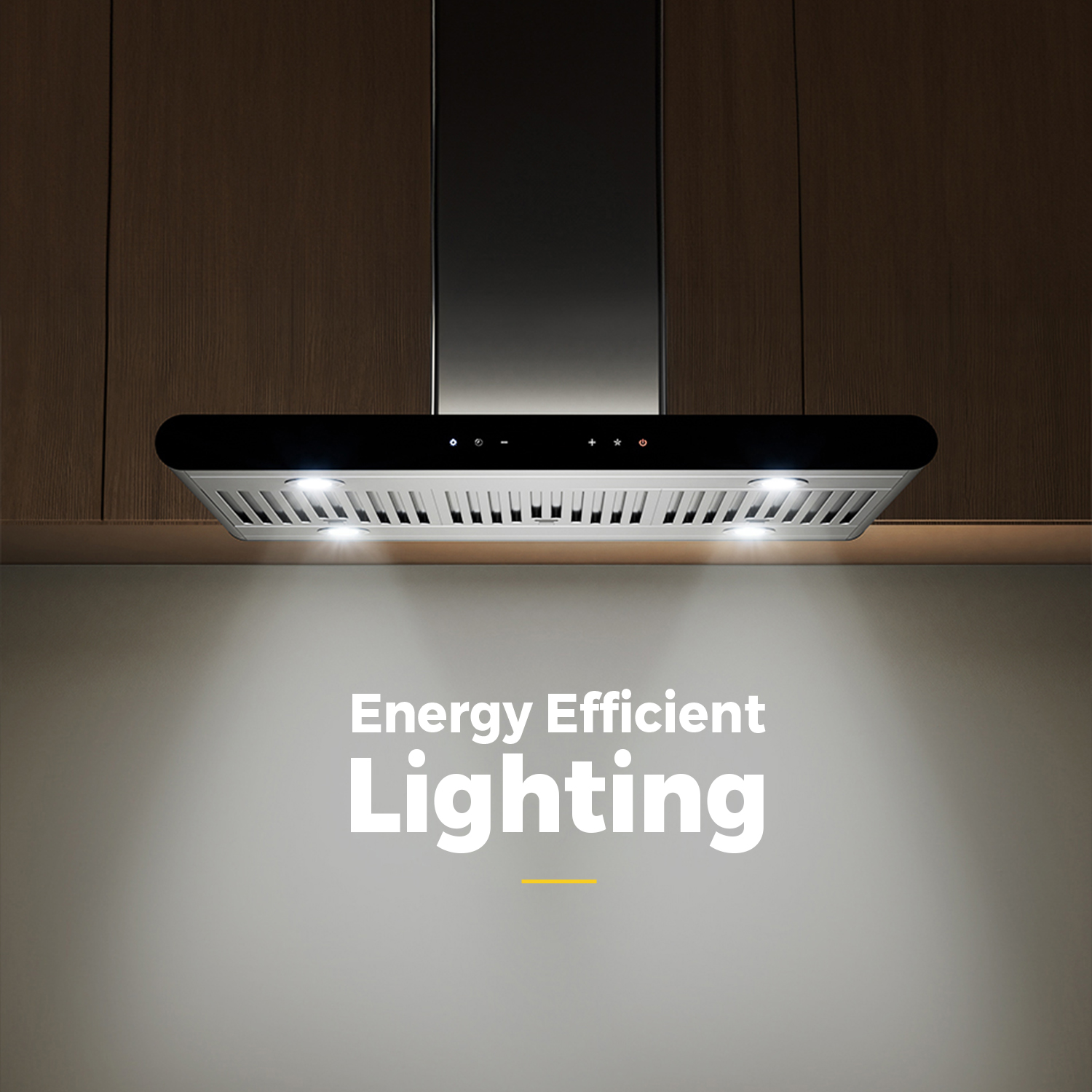 Empava 36 in. 400 CFM Island Range Hood - Ducted Exhaust Kitchen Vent - Tempered Glass - Soft Touch Controls - 3 Speed Fan - Permanent Filter - LEDs Light in Stainless Steel