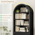 thumbnail image 4 of Hiphuta 70"Tall Arched Bookcase, 4-Tier Bookshelves with 2 Large Drawers, Wooden Display Shelf with Storage for Living Room Home Office, Black, 4 of 9