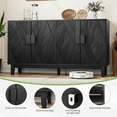 thumbnail image 3 of Mid-Century Modern Buffet Cabinet, Black Storage Sideboard with Geometric Doors & Adjustable Shelves, Multifunctional Console Table for Dining Room, Living Room, Entryway, 55.43" Length, 3 of 7