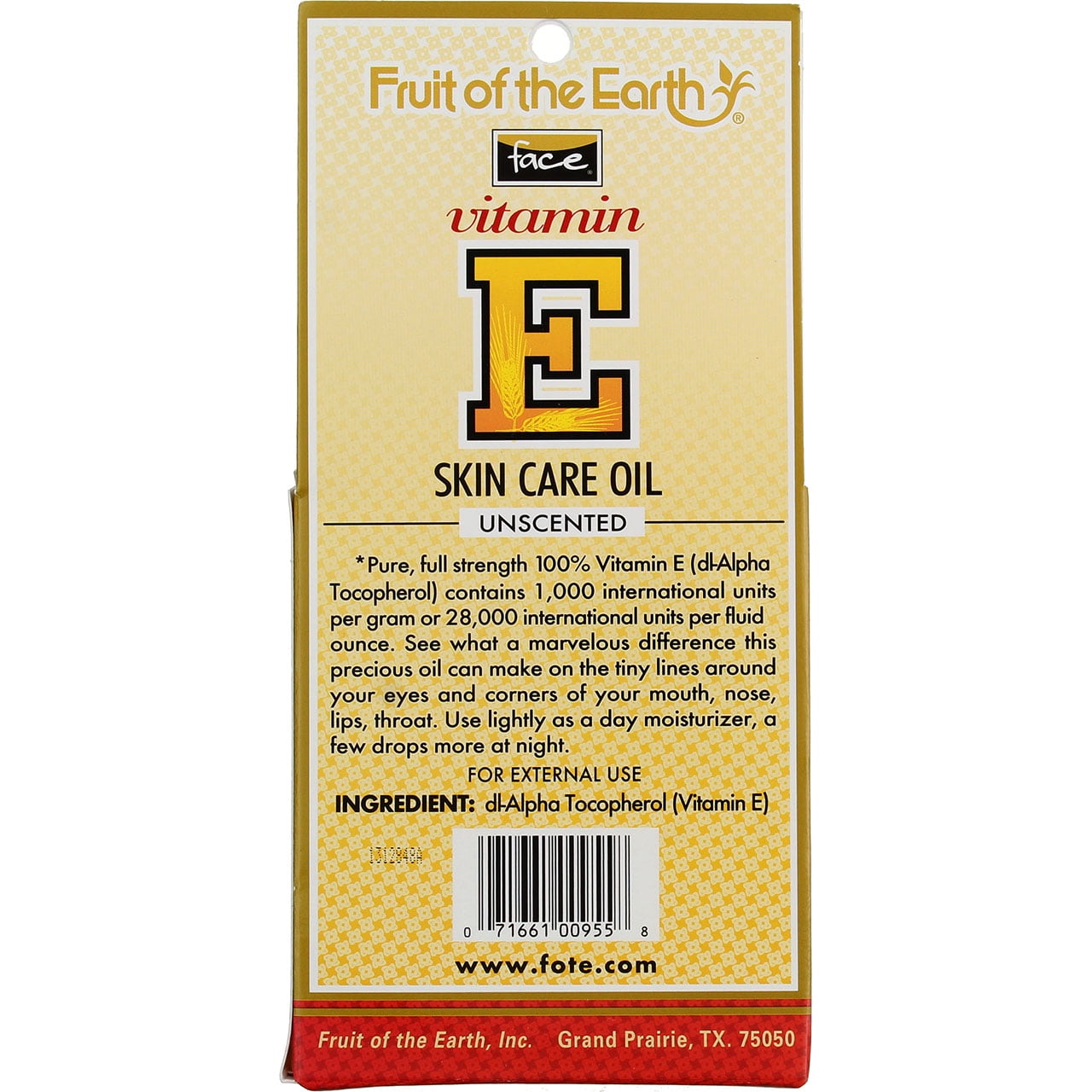 Fruit Of The Earth Vitamin E Skin Care Oil, Unscented, 0.5 oz (3 pack) (Bundle)