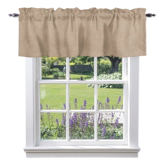 Beige Valances for Windows Country Vintage Farmhouse Minimalist Classic Solid Color Rod Pocket Light Filtering Short Window Treatments Curtains for Kitchen Bathroom Bedroom, 1 Panel, 42 x 18 Inch
