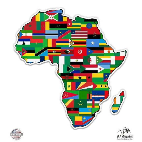 Africa Country Flags - 3" Vinyl Sticker - For Car Laptop I-Pad Phone Helmet Hard Hat - Waterproof Decal