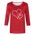 thumbnail image 4 of Ailaofu T-Shirts de la Saint-Valentin à Manches 3/4 Col Rond pour Femmes avec Imprimé Cœur Graphique, 4 of 5