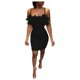 thumbnail image 1 of VISgogo, vestido ceñido al cuerpo con tirantes para mujer, decoración de plumas de Color sólido, vestido sin mangas con espalda descubierta, vestido de tirantes finos de verano VISgogo moda, 1 of 8