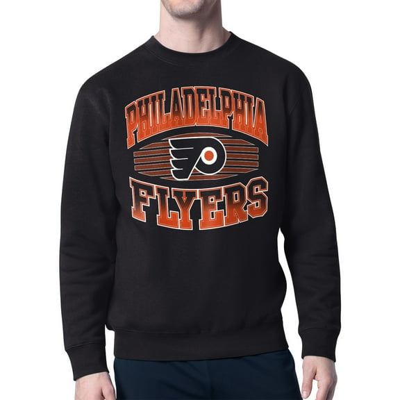 Men's Starter Black Philadelphia Flyers Team Grit Graphic Fleece Pullover Sweatshirt