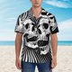 thumbnail image 2 of Balery Psychedelic Skull Illusion Art Camisas hawaianas de manga corta para hombre, camisas playeras de corte holgado, camisas de vacaciones con botones,Medium, 2 of 7