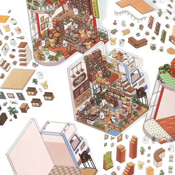 Pegatinas TQEHS casas escenas miniatura creativas 3D visuales T5 C8J8 | Bodega Aurrera en línea