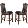 thumbnail image 4 of Classic Faux Leather Upholstery Chairs Set of 2, Counter Height Dining Chair with High Backrest, Footrest and Wooden Legs for Kitchen Dining Room Living Room, Dark Brown Finish, 4 of 8