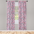 thumbnail image 3 of Ambesonne Floral Curtains, Ornate Swirls Tulip Art, Pair of 28"x95", Pink Teal Red, 3 of 5