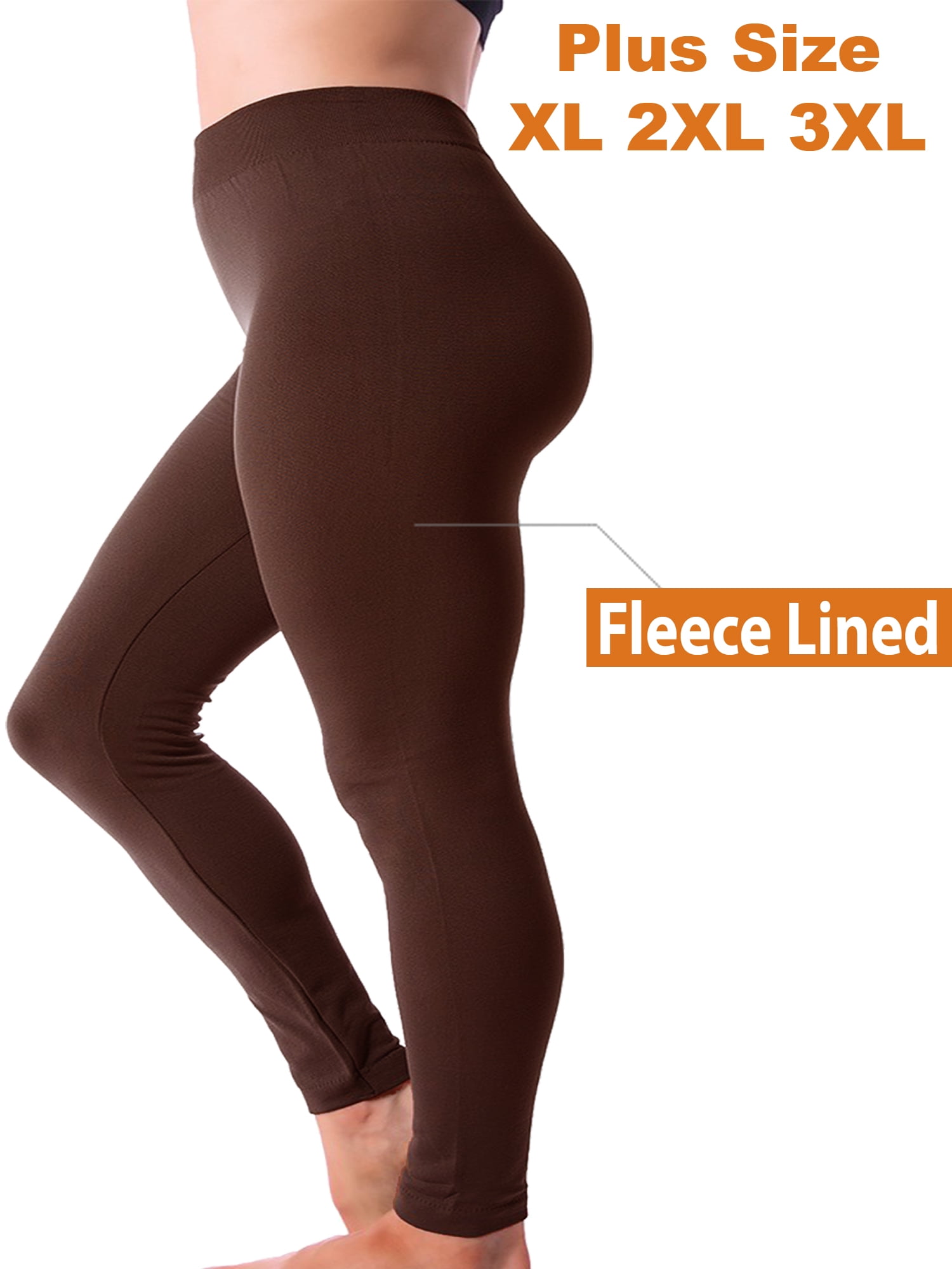 Kuda Moda Women Fleece Lined Warm Full Length Legging Thermal Pants Plus  Size 1X 2X 3X 