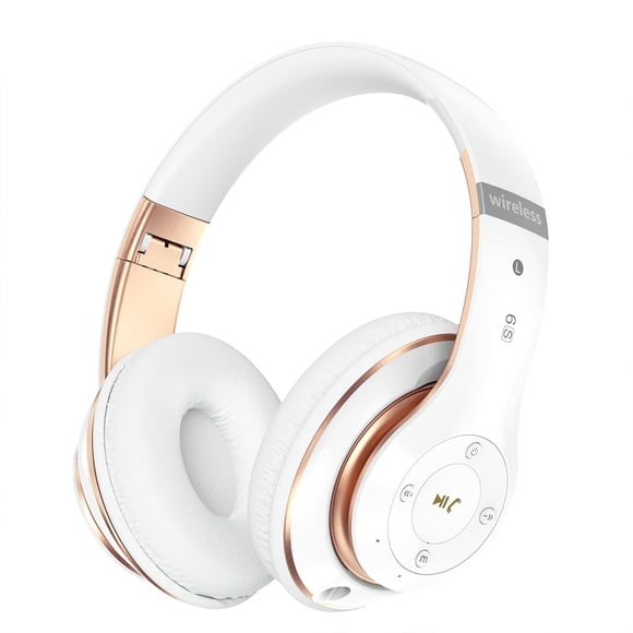 Auriculares Bluetooth Falebare 6S para colocar sobre las orejas, 40 horas de reproducción, color blanco