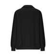 thumbnail image 5 of Quarter Zip Sweater Womens Cable Knit Long Sleeve Ring Zipper Pullover Tops Solid Color Loose Casual Winter Clothes (XL, Black), 5 of 6